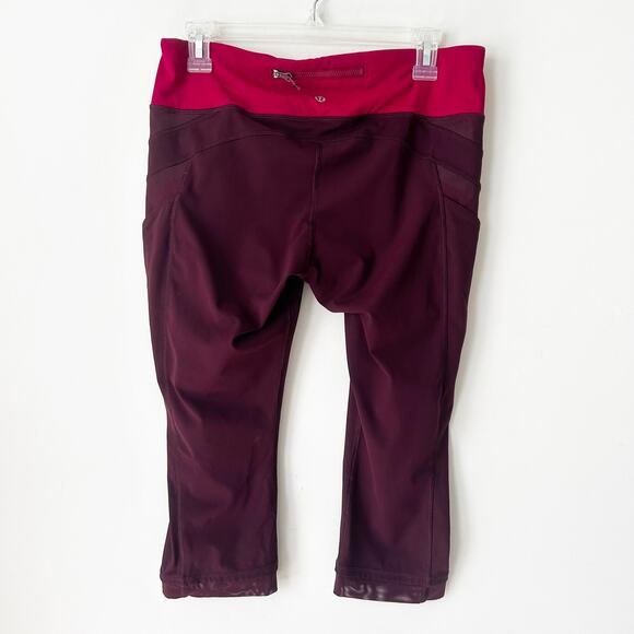 Lululemon Illumina Crop Leggings Size 10 Capris Red Pink Activewear Pilates Gym - Picture 3 of 7